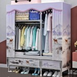Canvas wardrobe, large fabric wardrobe, with clothes rod, foldable and portable, dimensions: 120 x 45 x 168 cm